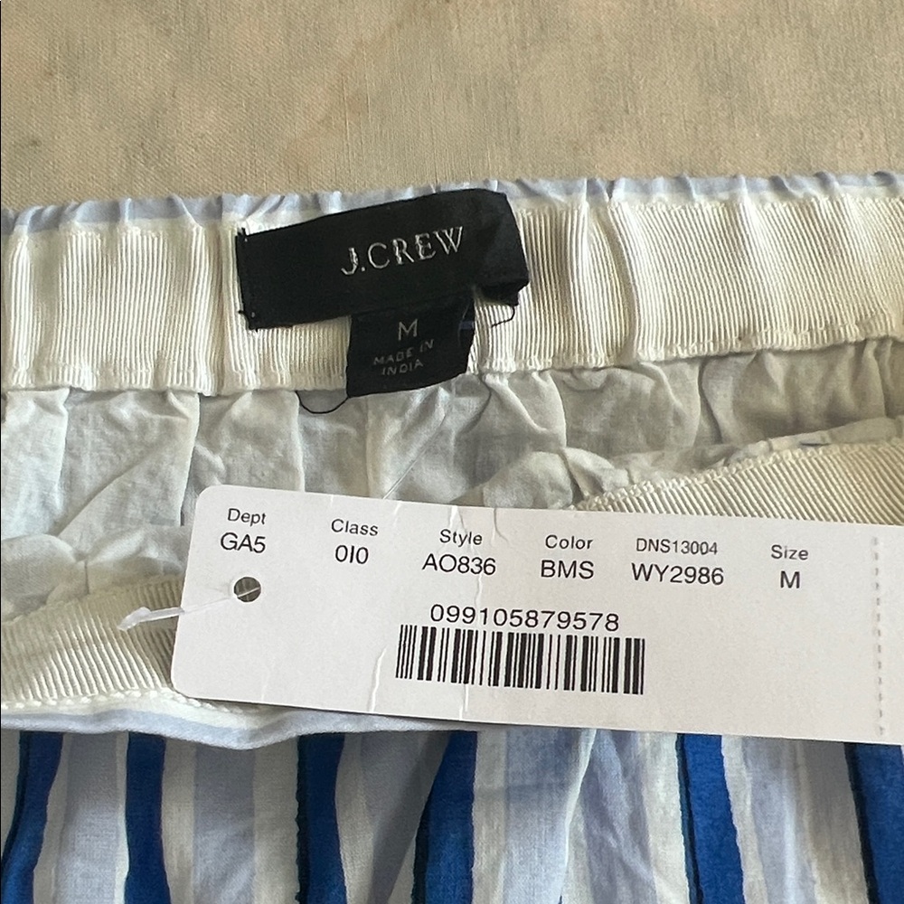 J. Crew Blue & White Vertical-Striped Tiered Midi Skirt - Picture 2 of 5